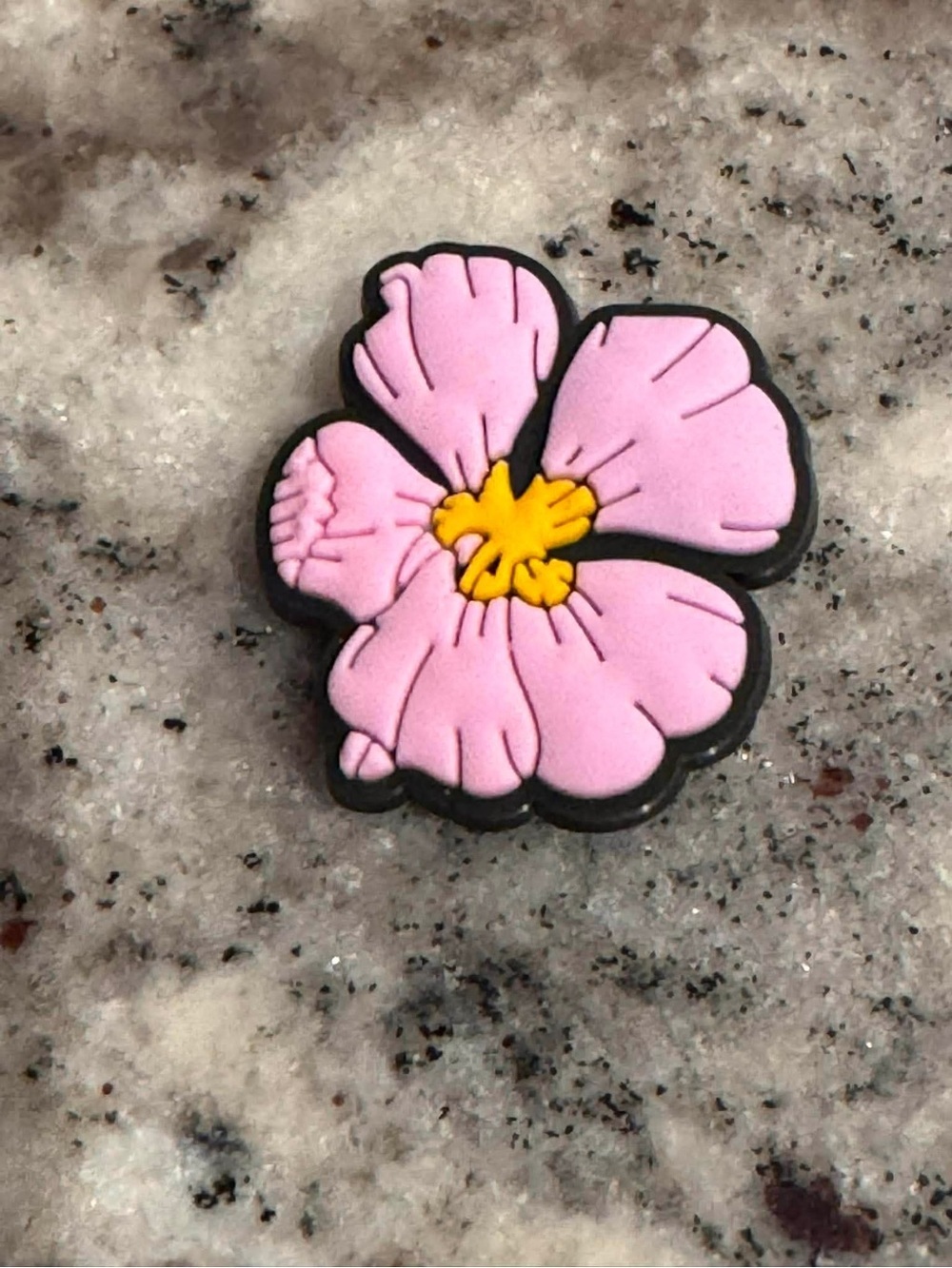 CROCS Pink Flower Jibbitz Charm with Yellow Center
